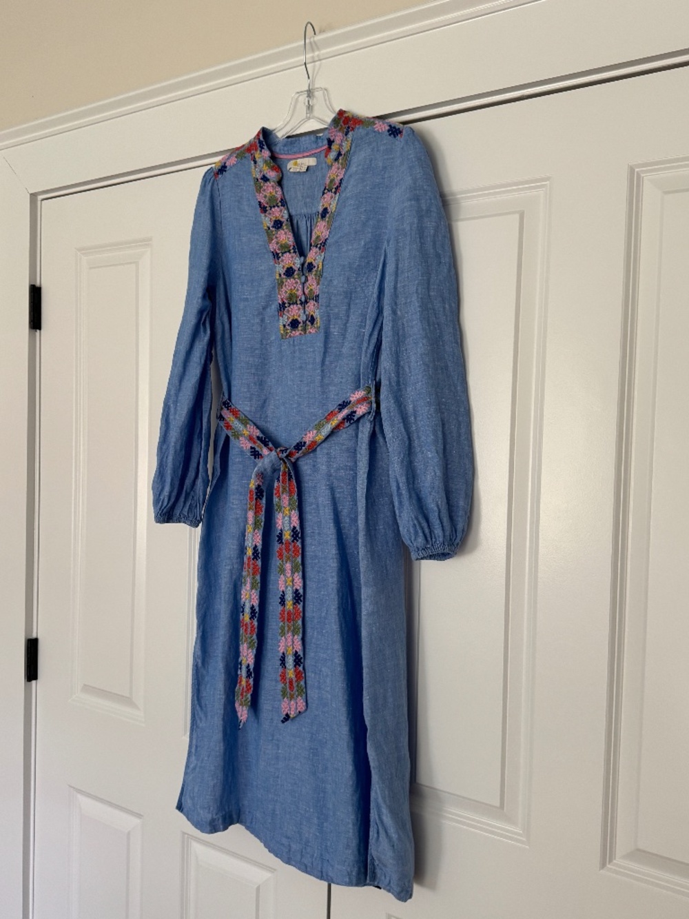 Boden Embroidered Dress 100% Linen
